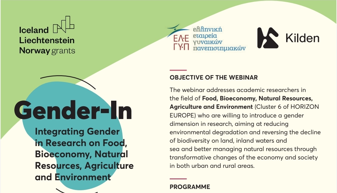 Gender-In Webinar Invitation: Integrating Gender in Research on Food, Bioeconomy, Natural Resources, Agriculture and Enviroment 